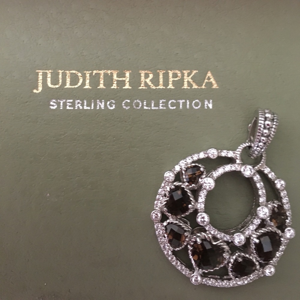 Judith Ripka Sterling Smokey Quartz and Diamonique Enhancer